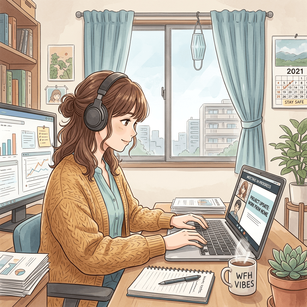 Professional woman working remotely during pandemic